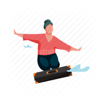 suitcase, woman, baggage